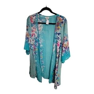 Avenue Floral Women's Cardigan - Teal and Multicolor